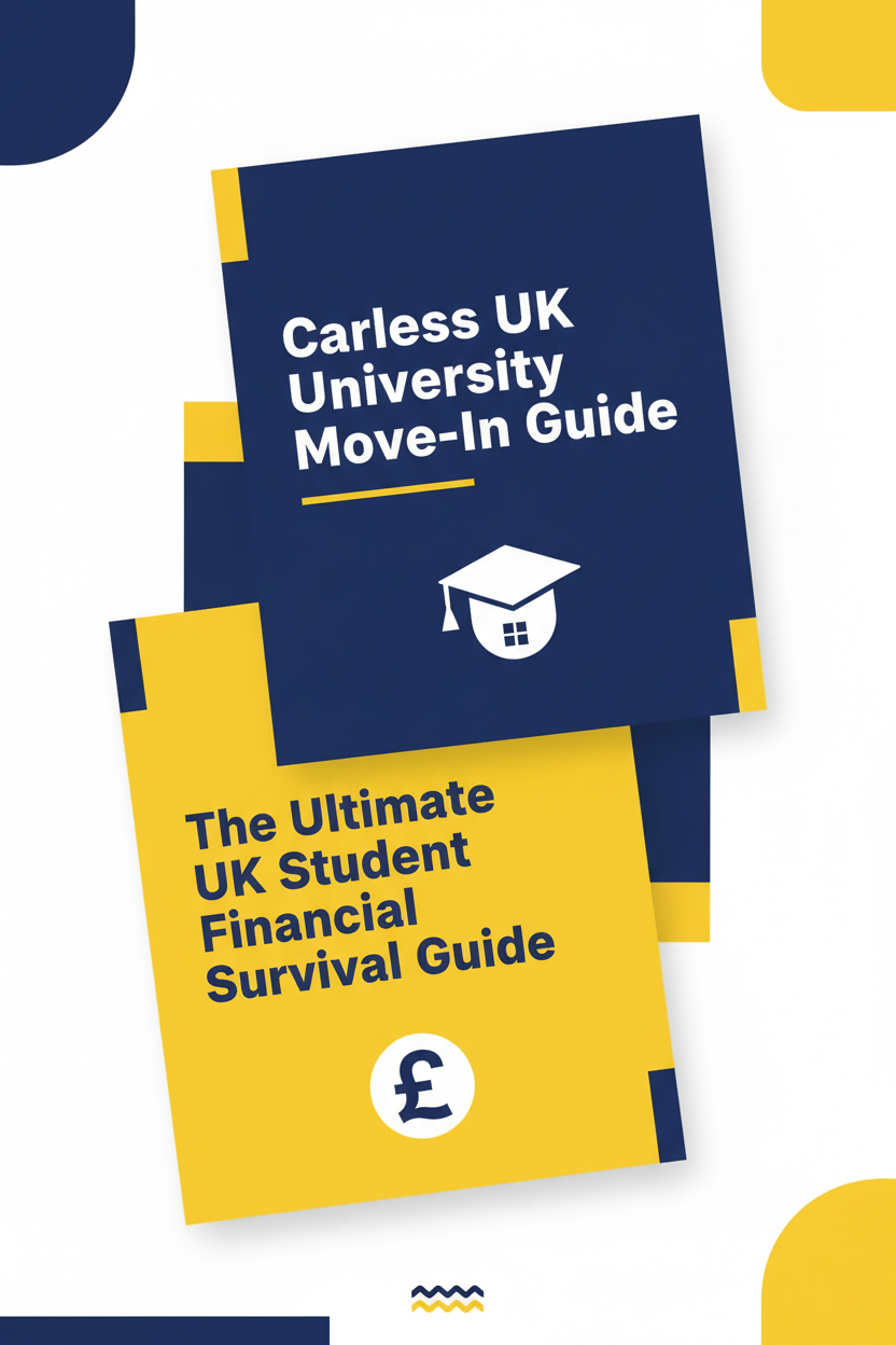 Carless UK University Move-In Guide and The Ultimate UK Student Financial Survival Guide - digital guide covers